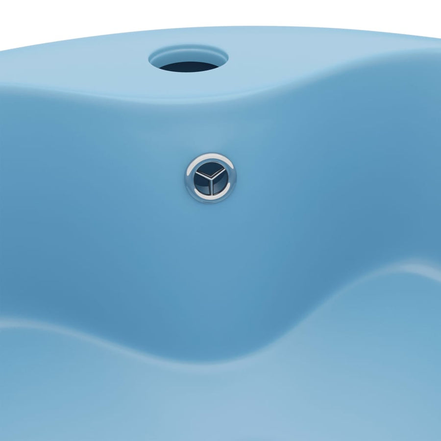 Wastafel met overloop 36x13 cm keramiek mat lichtblauw matte light blue