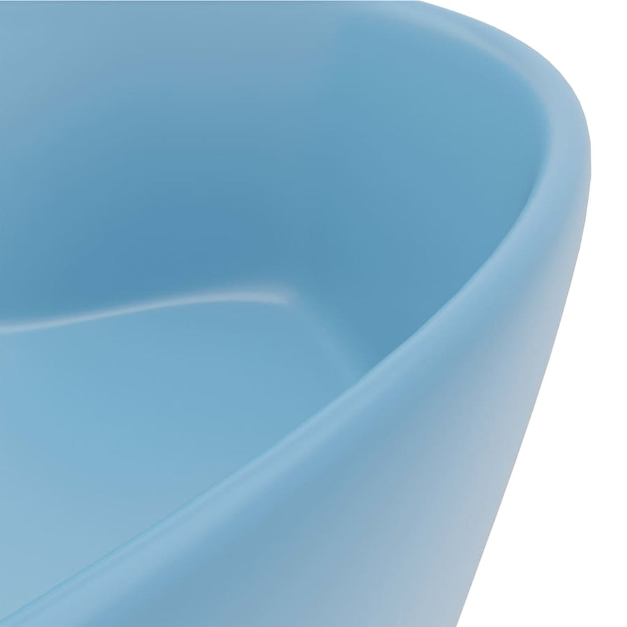 Wastafel met overloop 36x13 cm keramiek mat lichtblauw matte light blue