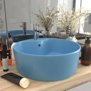 Basin with overflow 36x13 cm ceramic matt light blue