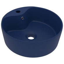 Wastafel met overloop 36x13 cm keramiek mat donkerblauw matte dark blue