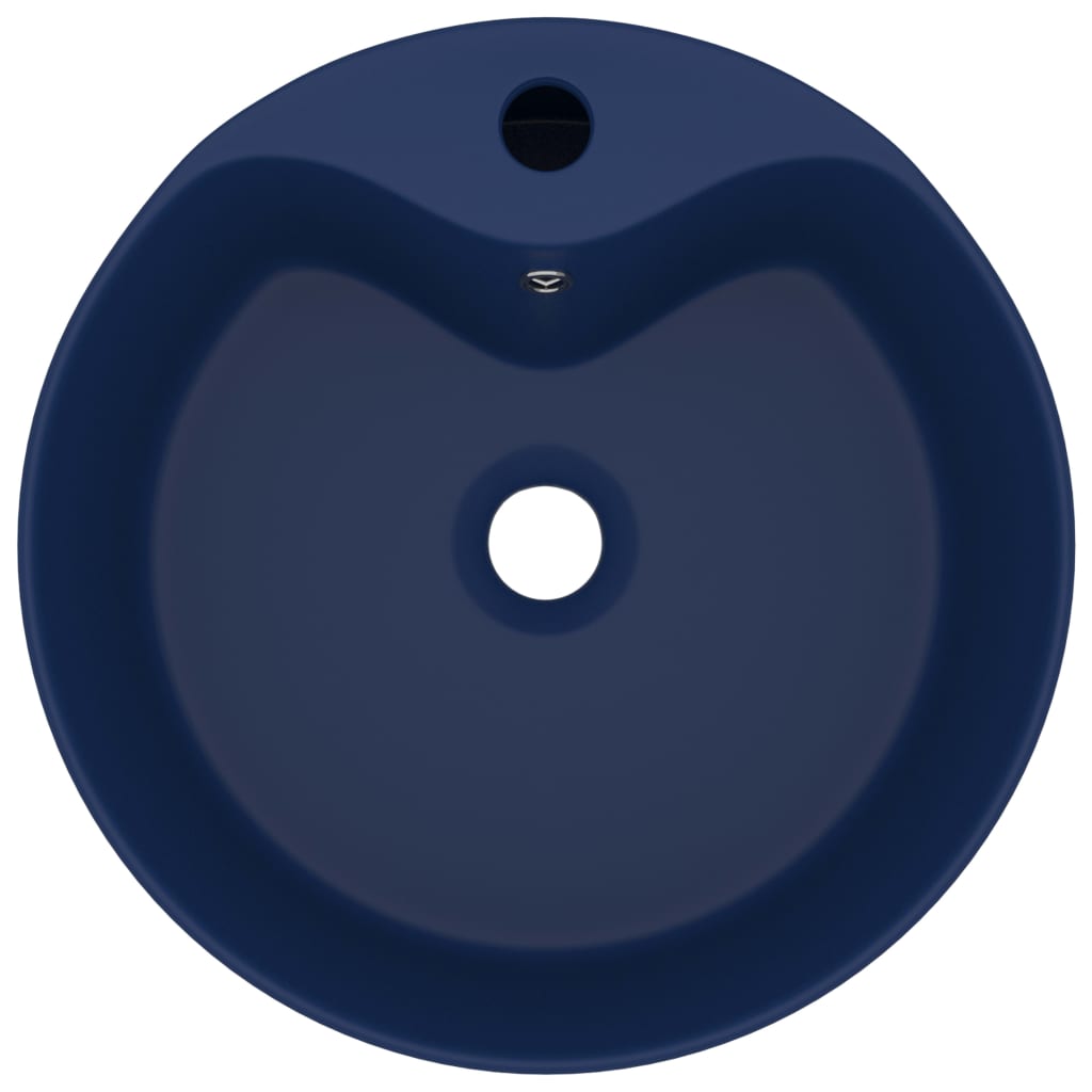 Wastafel met overloop 36x13 cm keramiek mat donkerblauw matte dark blue