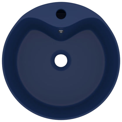 Wastafel met overloop 36x13 cm keramiek mat donkerblauw matte dark blue