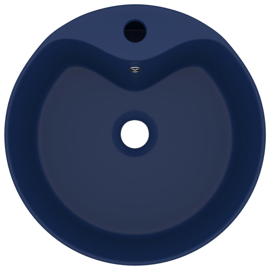 Wastafel met overloop 36x13 cm keramiek mat donkerblauw matte dark blue