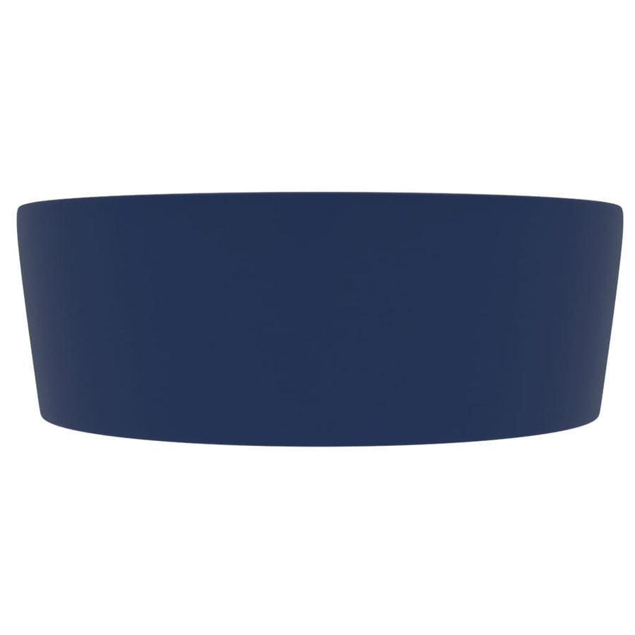 Wastafel met overloop 36x13 cm keramiek mat donkerblauw matte dark blue