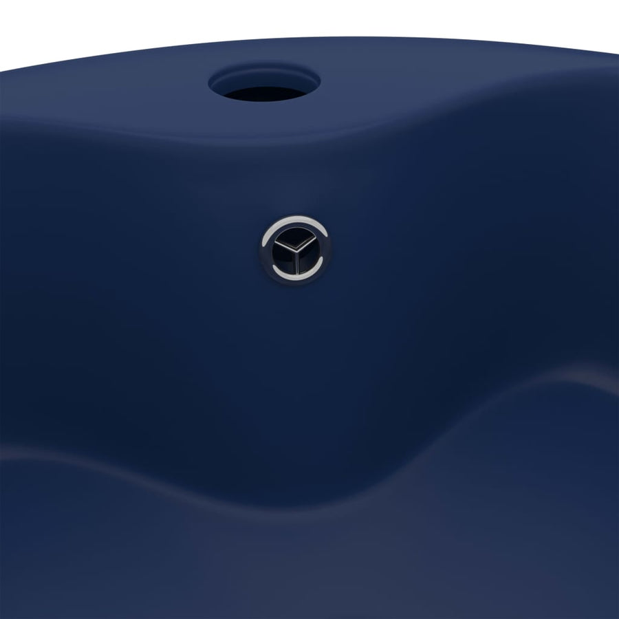 Wastafel met overloop 36x13 cm keramiek mat donkerblauw matte dark blue