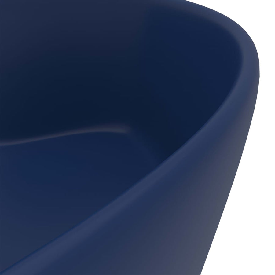 Wastafel met overloop 36x13 cm keramiek mat donkerblauw matte dark blue