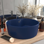 Sink with overflow 36x13 cm ceramic matt dark blue
