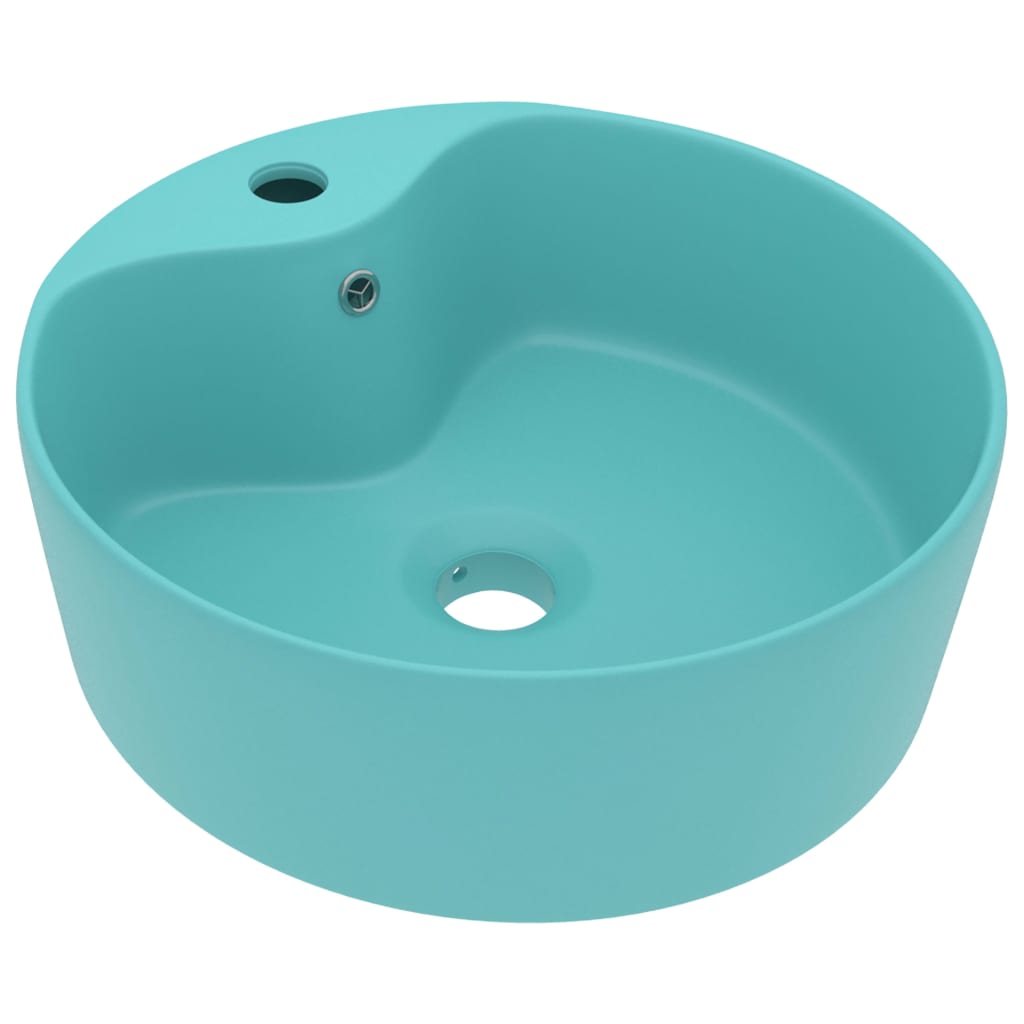Wastafel Met Overloop 36X13 Cm Keramiek Mat Lichtgroen matlichtgroen