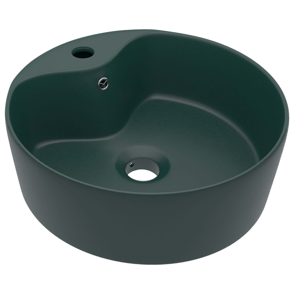 Wastafel met overloop 36x13 cm keramiek mat donkergroen matte dark green