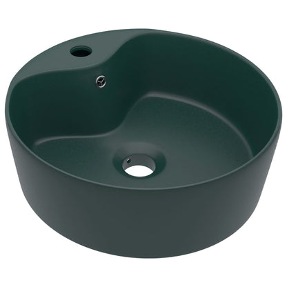 Wastafel met overloop 36x13 cm keramiek mat donkergroen matte dark green