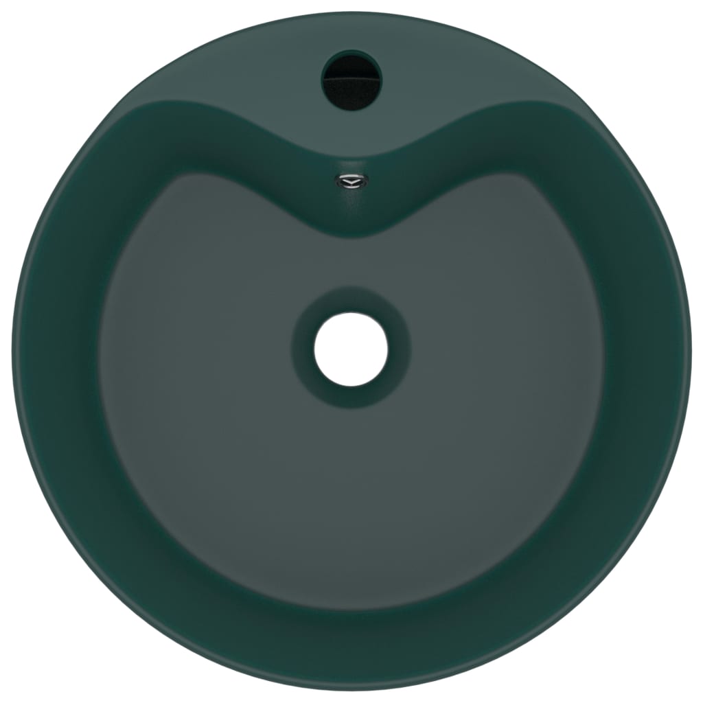 Wastafel met overloop 36x13 cm keramiek mat donkergroen matte dark green