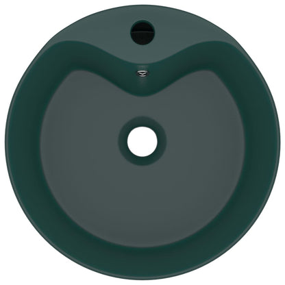 Wastafel met overloop 36x13 cm keramiek mat donkergroen matte dark green