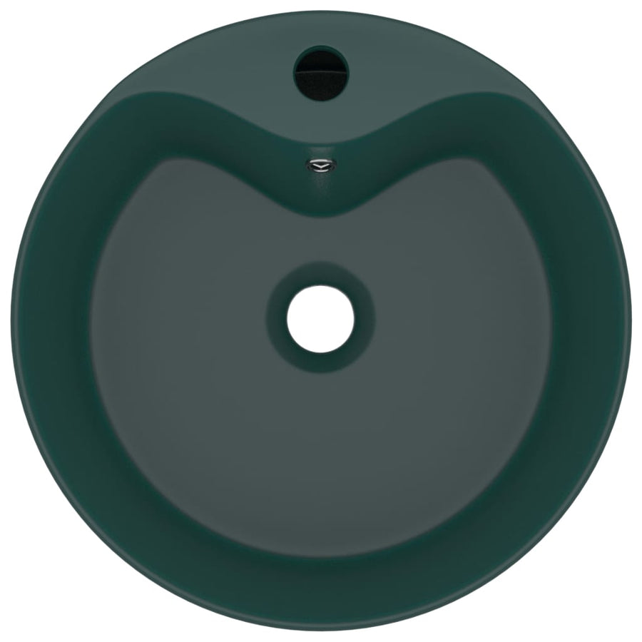 Wastafel met overloop 36x13 cm keramiek mat donkergroen matte dark green
