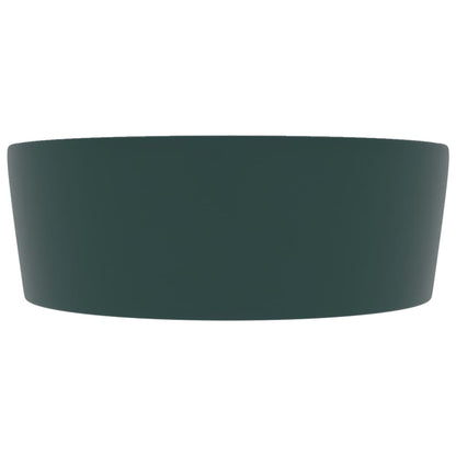 Wastafel met overloop 36x13 cm keramiek mat donkergroen matte dark green