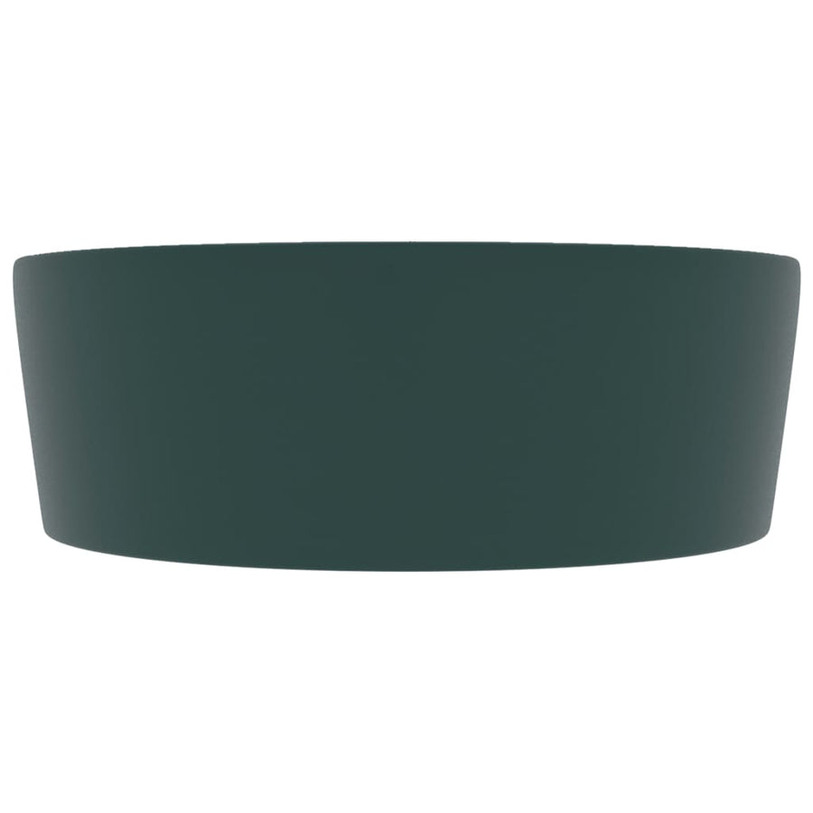 Wastafel met overloop 36x13 cm keramiek mat donkergroen matte dark green