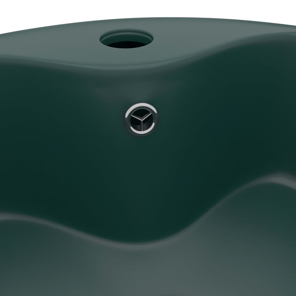 Wastafel met overloop 36x13 cm keramiek mat donkergroen matte dark green