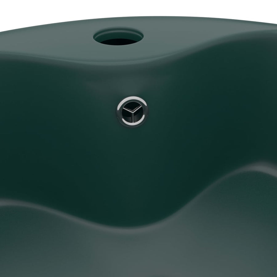Wastafel met overloop 36x13 cm keramiek mat donkergroen matte dark green