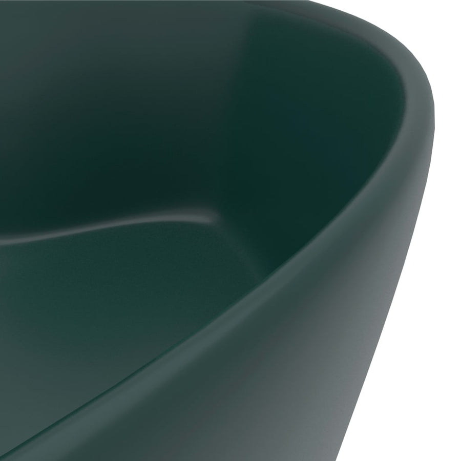 Wastafel met overloop 36x13 cm keramiek mat donkergroen matte dark green