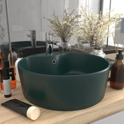 Washbasin with overflow 36x13 cm ceramic matt dark green