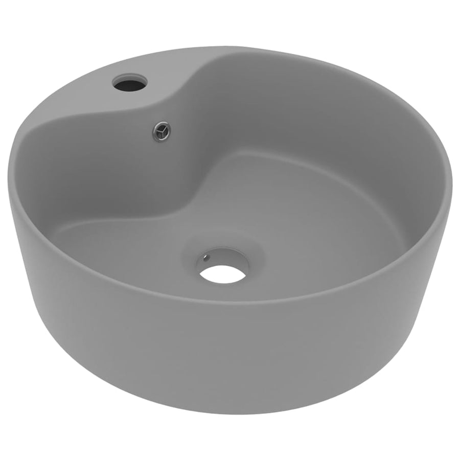 Wastafel met overloop 36x13 cm keramiek mat lichtgrijs matte light grey