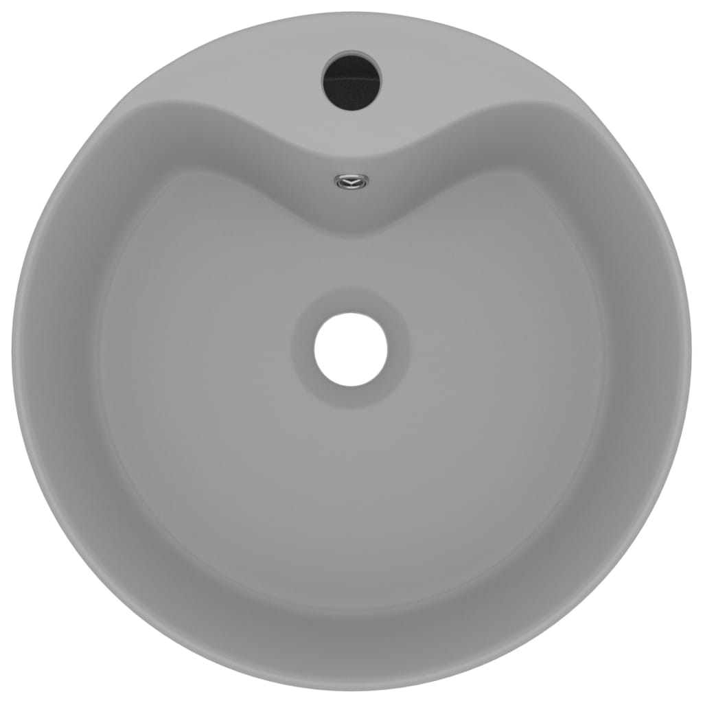 Wastafel met overloop 36x13 cm keramiek mat lichtgrijs matte light grey