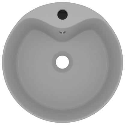 Wastafel met overloop 36x13 cm keramiek mat lichtgrijs matte light grey