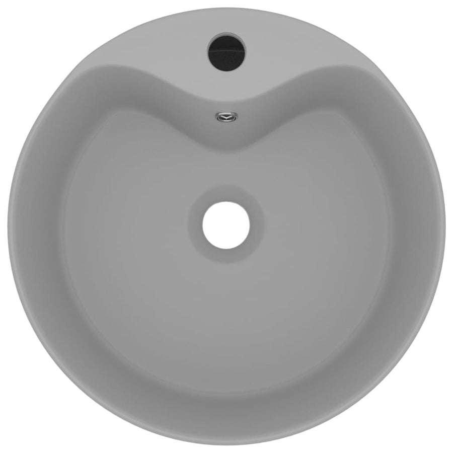 Wastafel met overloop 36x13 cm keramiek mat lichtgrijs matte light grey