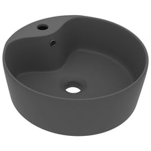 Wastafel met overloop 36x13 cm keramiek mat donkergrijs matte dark grey