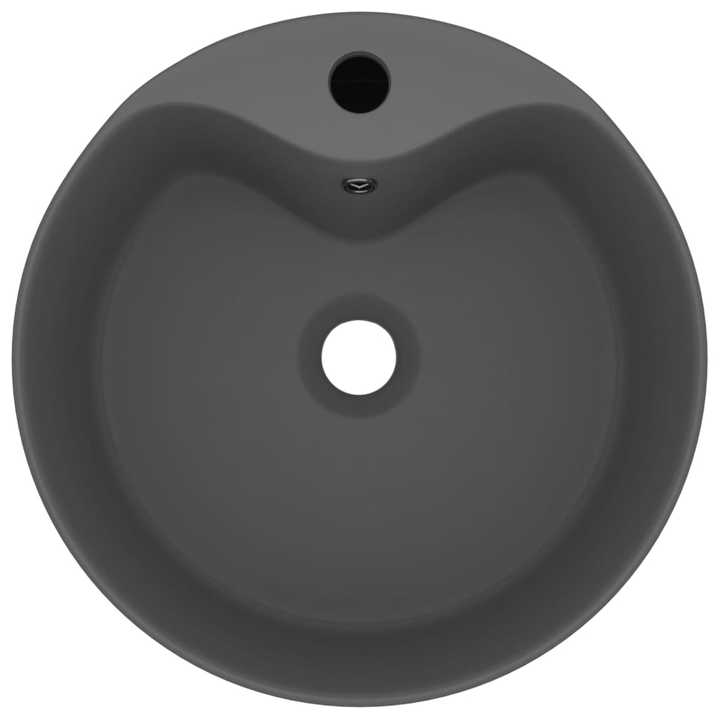 Wastafel met overloop 36x13 cm keramiek mat donkergrijs matte dark grey