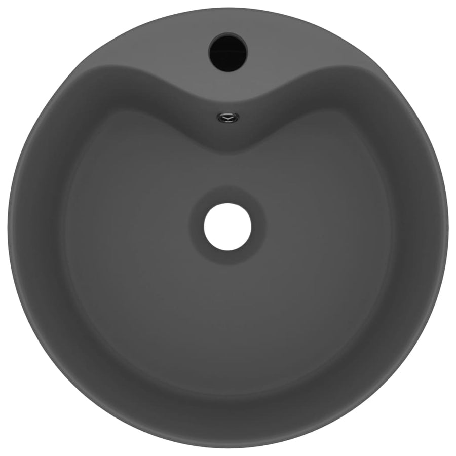 Wastafel met overloop 36x13 cm keramiek mat donkergrijs matte dark grey