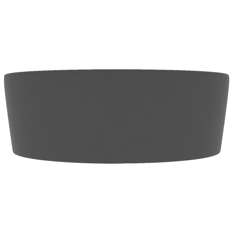 Wastafel met overloop 36x13 cm keramiek mat donkergrijs matte dark grey