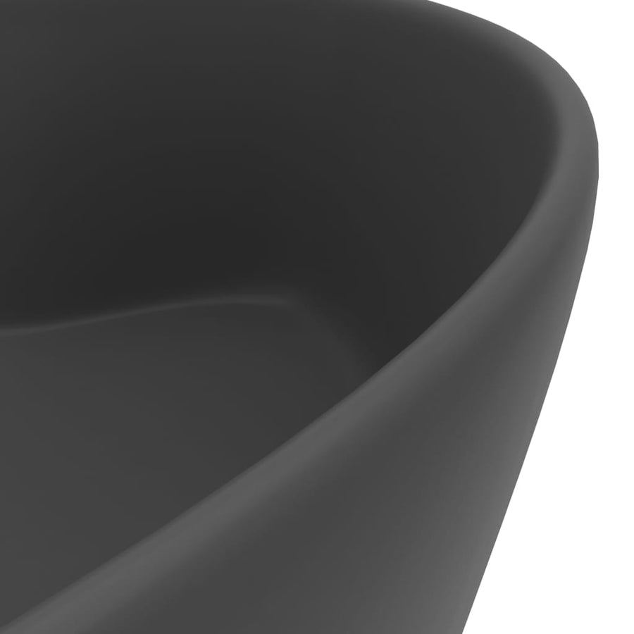 Wastafel met overloop 36x13 cm keramiek mat donkergrijs matte dark grey
