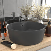 Washbasin with overflow 36x13 cm ceramic matt dark grey