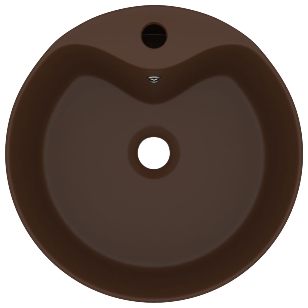 Wastafel met overloop 36x13 cm keramiek mat donkerbruin matte dark brown