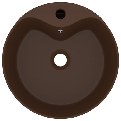 Wastafel met overloop 36x13 cm keramiek mat donkerbruin matte dark brown