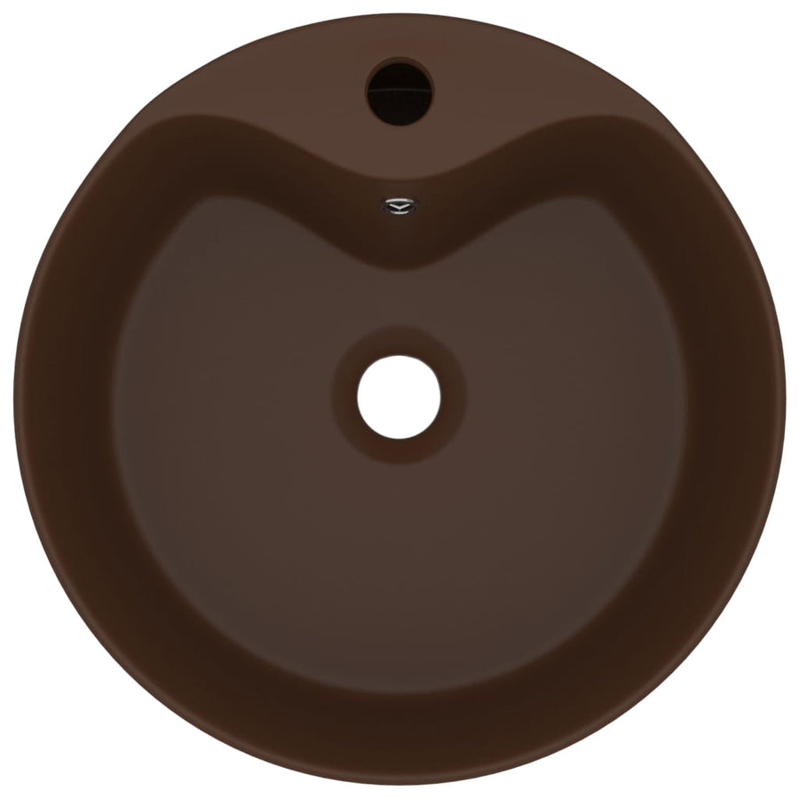 Wastafel met overloop 36x13 cm keramiek mat donkerbruin matte dark brown