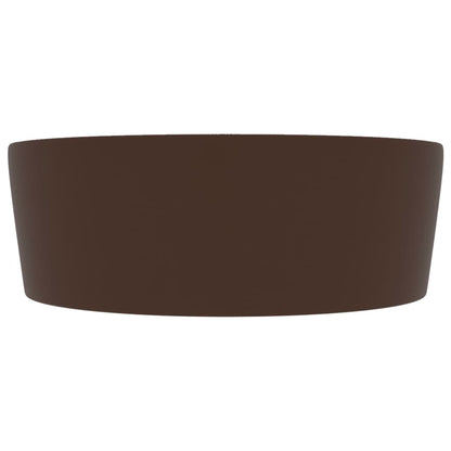 Wastafel met overloop 36x13 cm keramiek mat donkerbruin matte dark brown