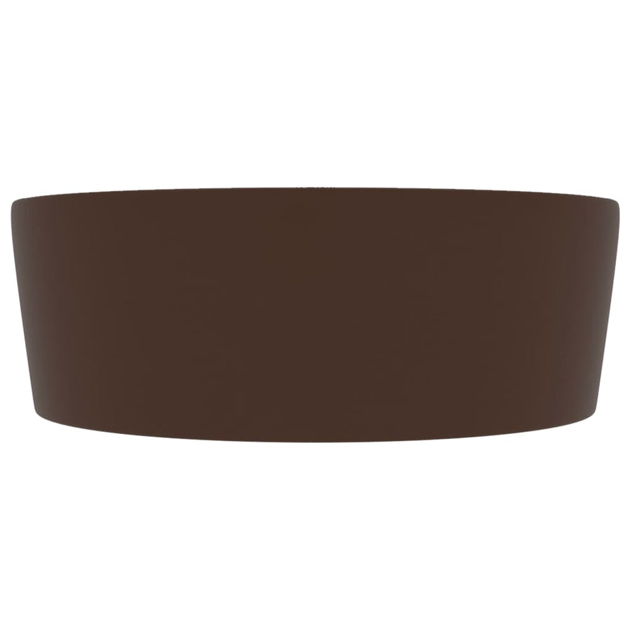 Wastafel met overloop 36x13 cm keramiek mat donkerbruin matte dark brown