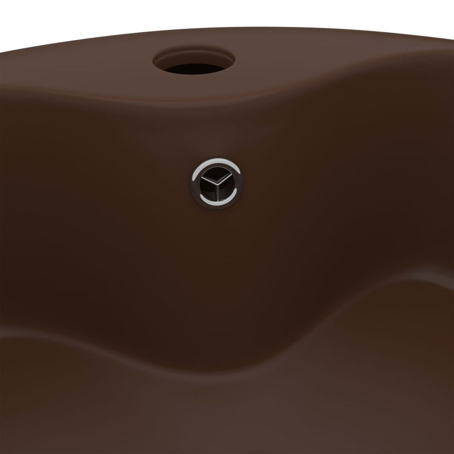 Wastafel met overloop 36x13 cm keramiek mat donkerbruin matte dark brown