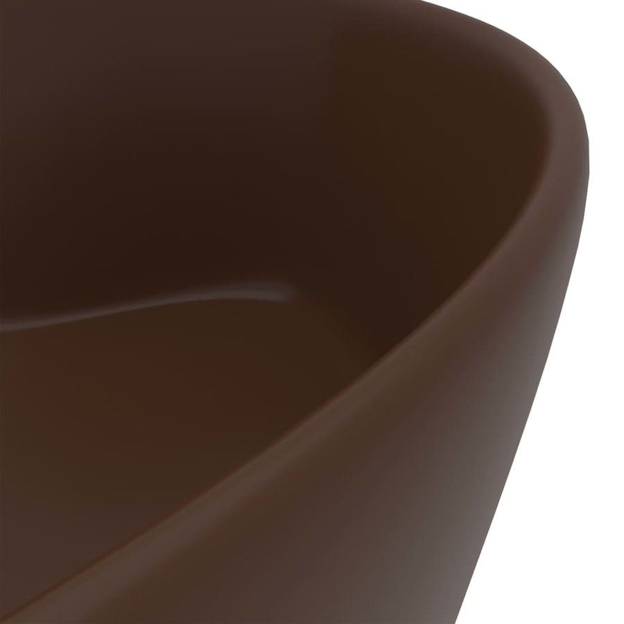 Wastafel met overloop 36x13 cm keramiek mat donkerbruin matte dark brown