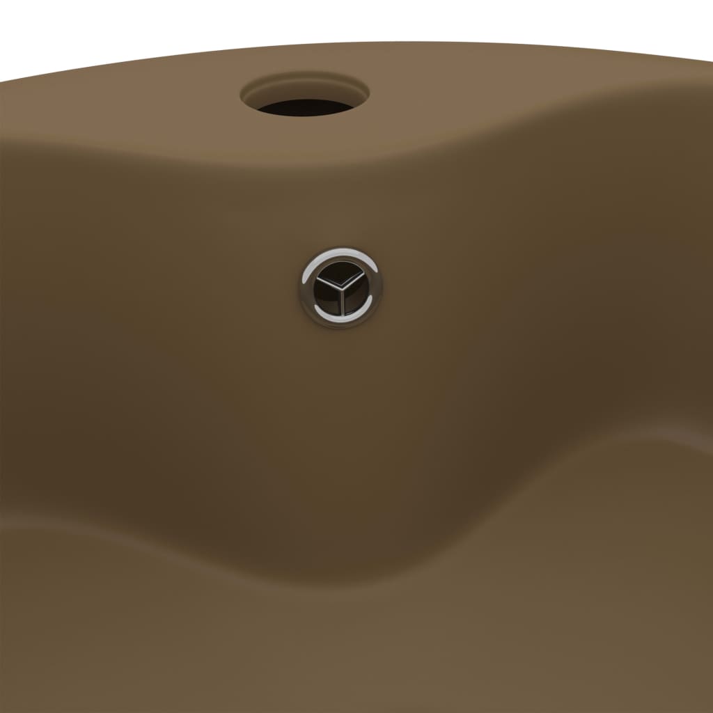 Wastafel met overloop 36x13 cm keramiek matcrème matte cream