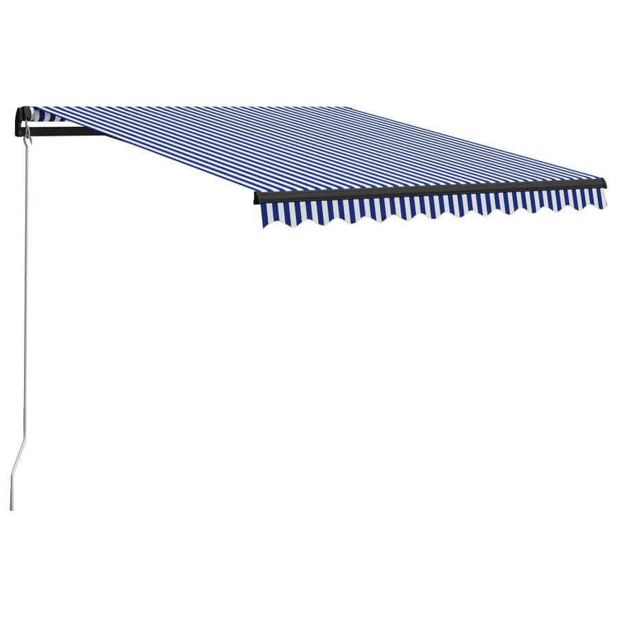 Luifel Handmatig Uittrekbaar 300X250 Cm Blauw En Wit