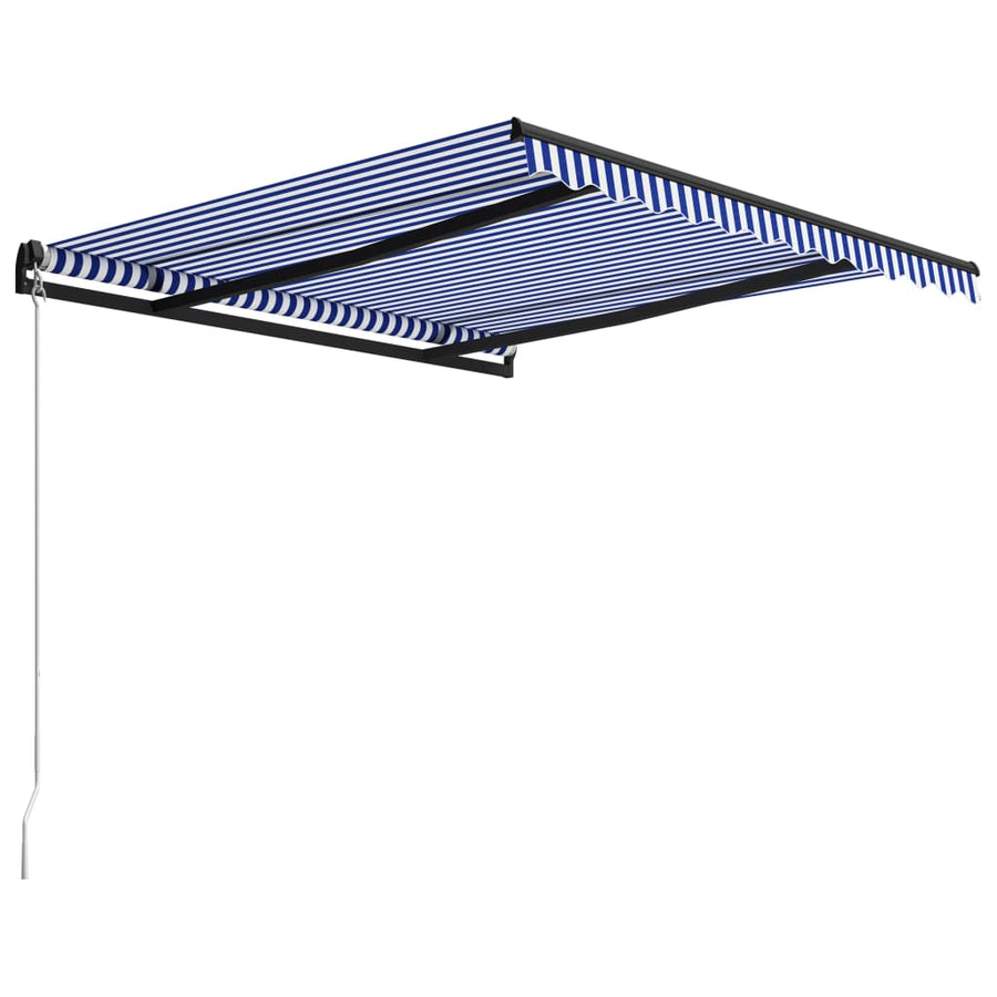 Luifel Handmatig Uittrekbaar 300X250 Cm Blauw En Wit