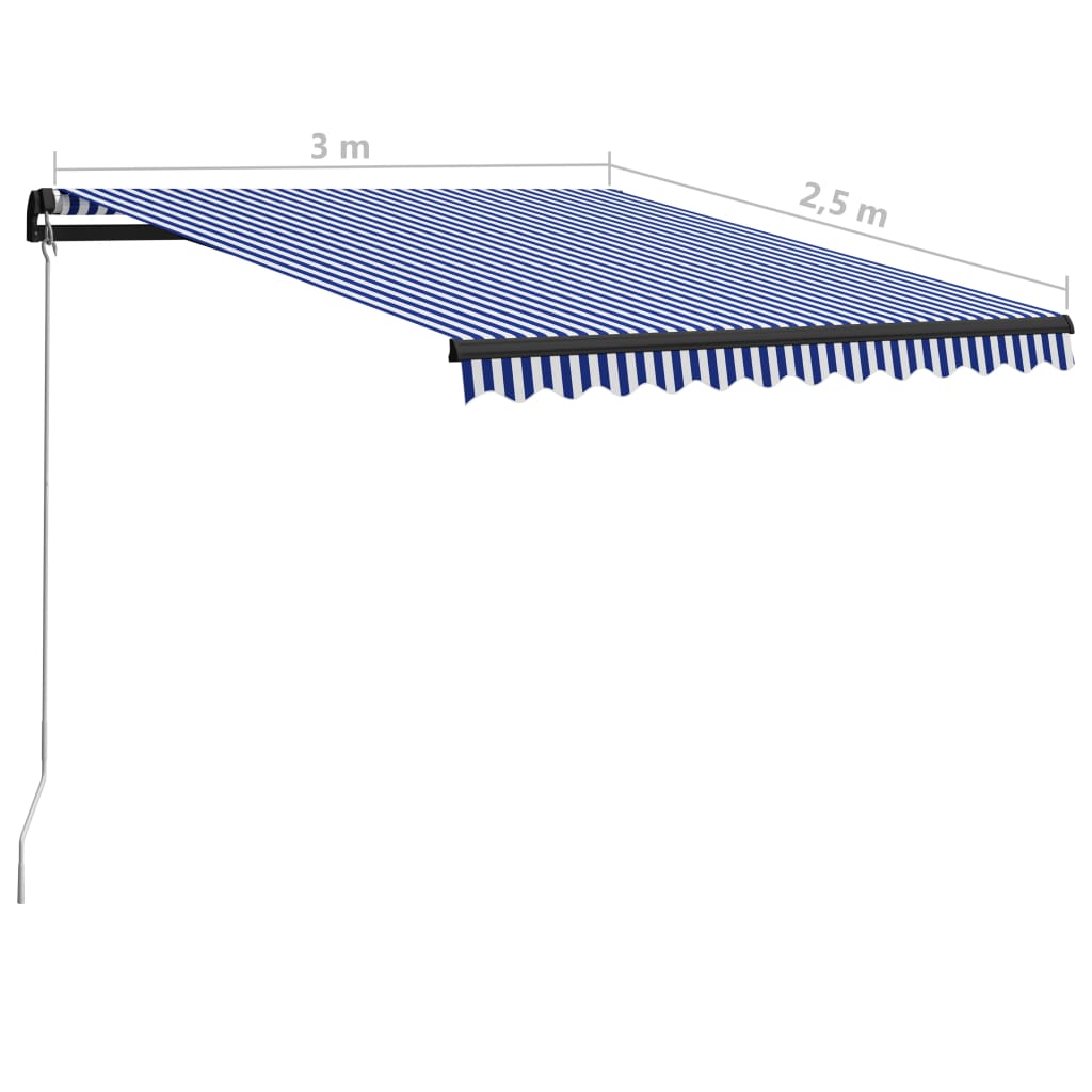 Luifel Handmatig Uittrekbaar 300X250 Cm Blauw En Wit