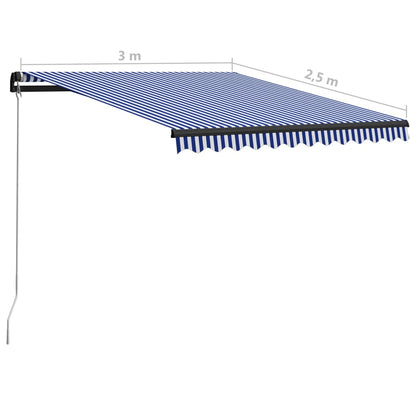 Luifel Handmatig Uittrekbaar 300X250 Cm Blauw En Wit