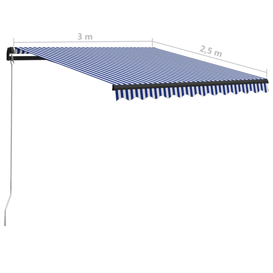Luifel Handmatig Uittrekbaar 300X250 Cm Blauw En Wit