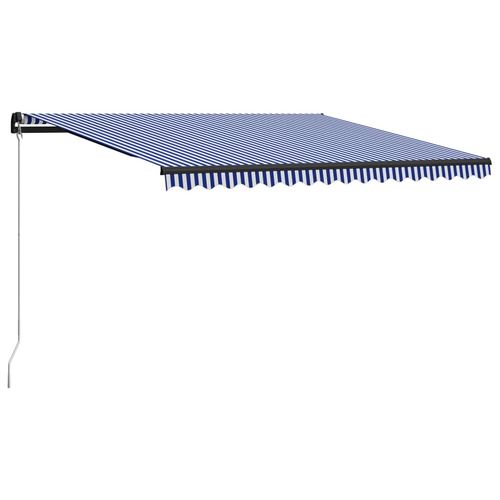 Luifel Handmatig Uittrekbaar 450 x 300 cm Blauw en wit