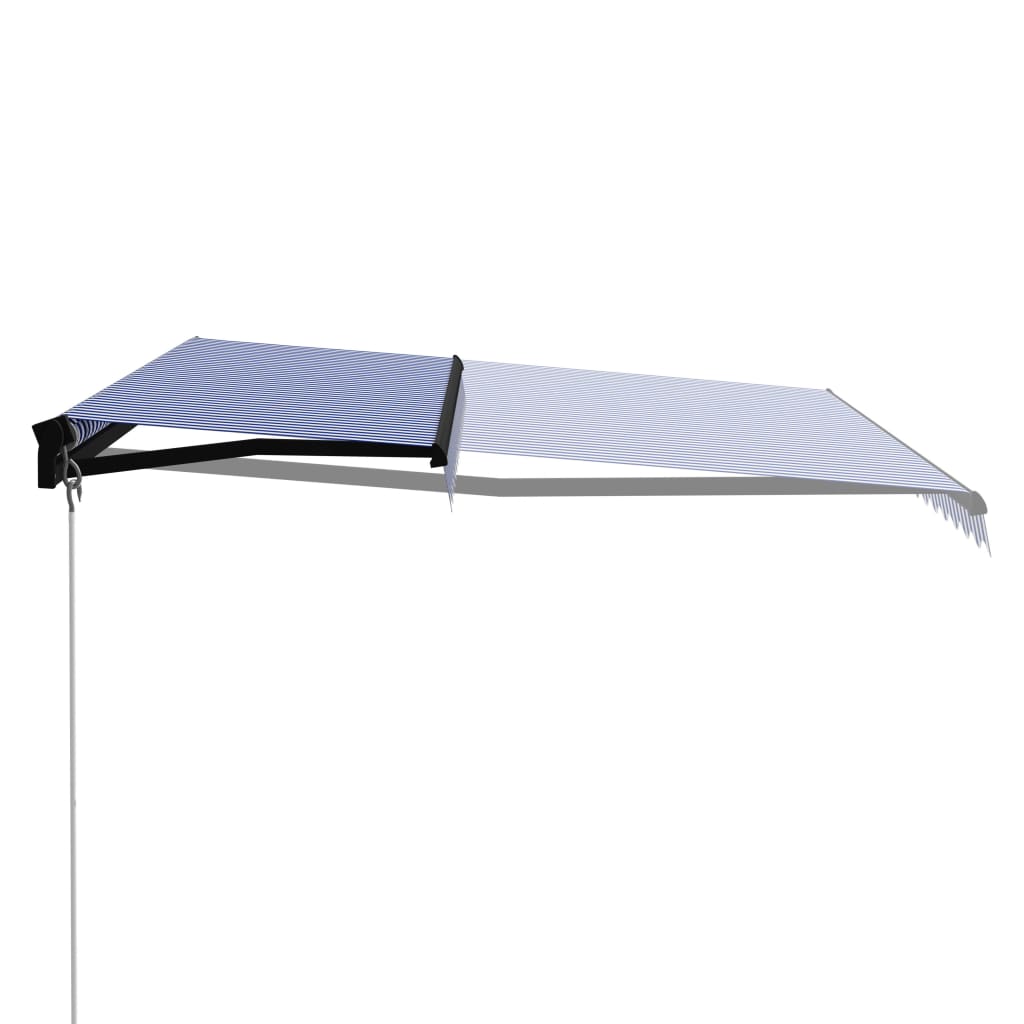 Luifel Handmatig Uittrekbaar 450 x 300 cm Blauw en wit