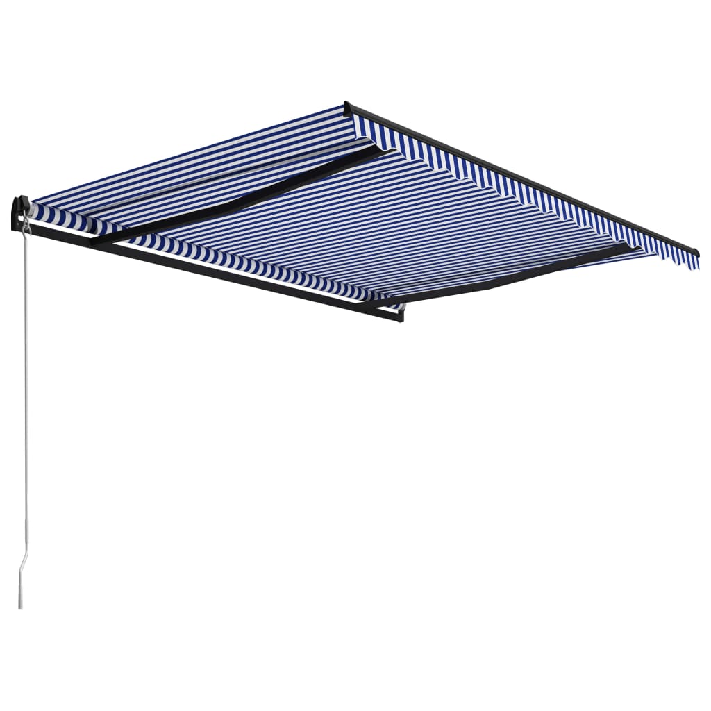 Luifel Handmatig Uittrekbaar 450 x 300 cm Blauw en wit