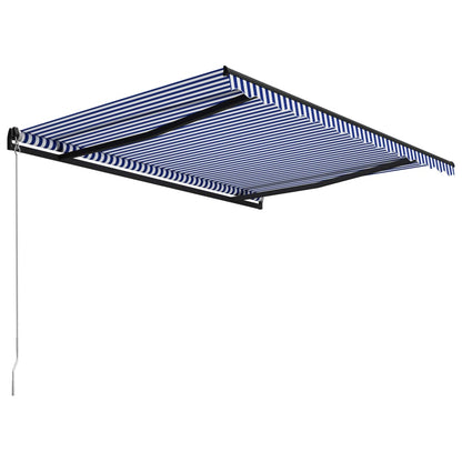 Luifel Handmatig Uittrekbaar 450 x 300 cm Blauw en wit